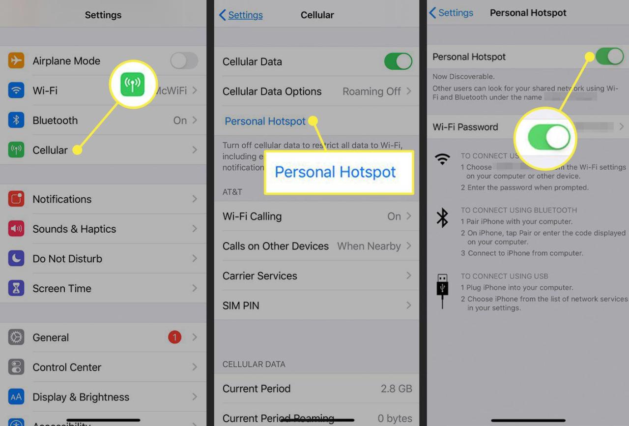 Cara tethering di iphone