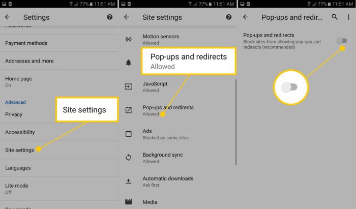 Cara mengaktifkan pop up di android