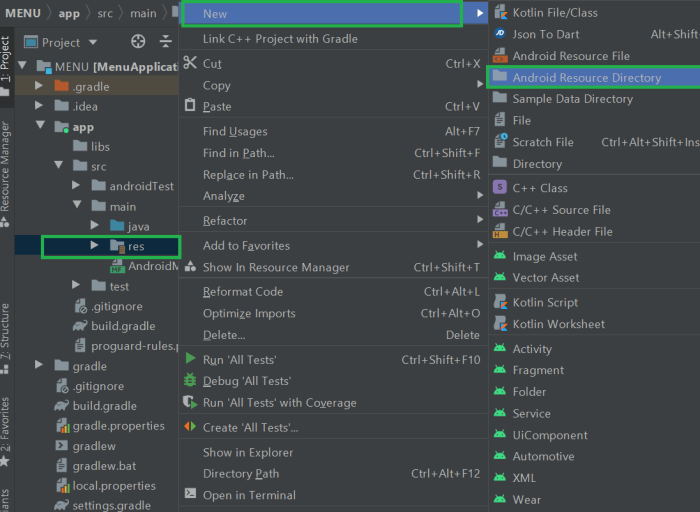 Cara membuat menu di android studio