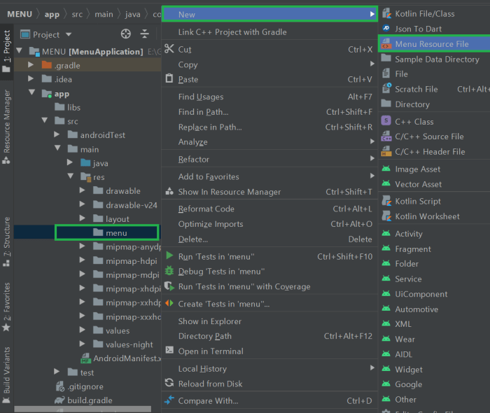 Cara membuat menu di android studio