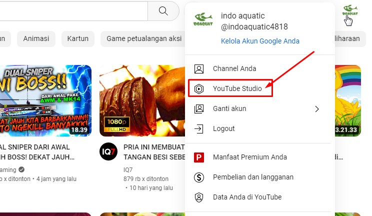 Cara melihat yang subscribe kita