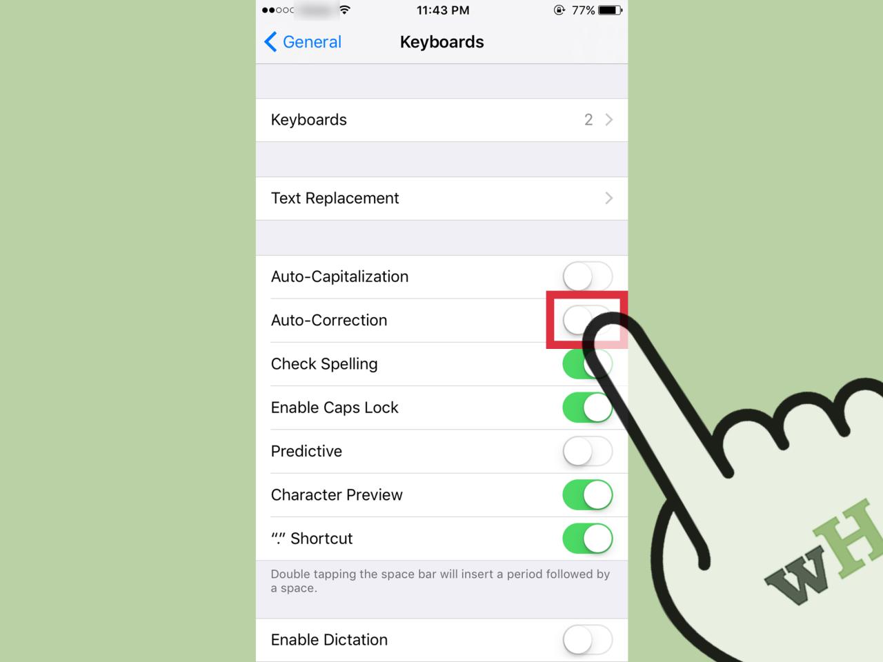 Cara menonaktifkan auto correct di iphone