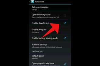 Cara aktifkan javascript di android