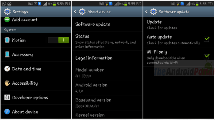 Update android version start there available if