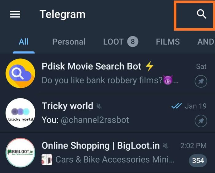 Cara cari film di telegram android