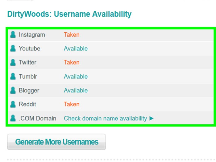 Password username creating