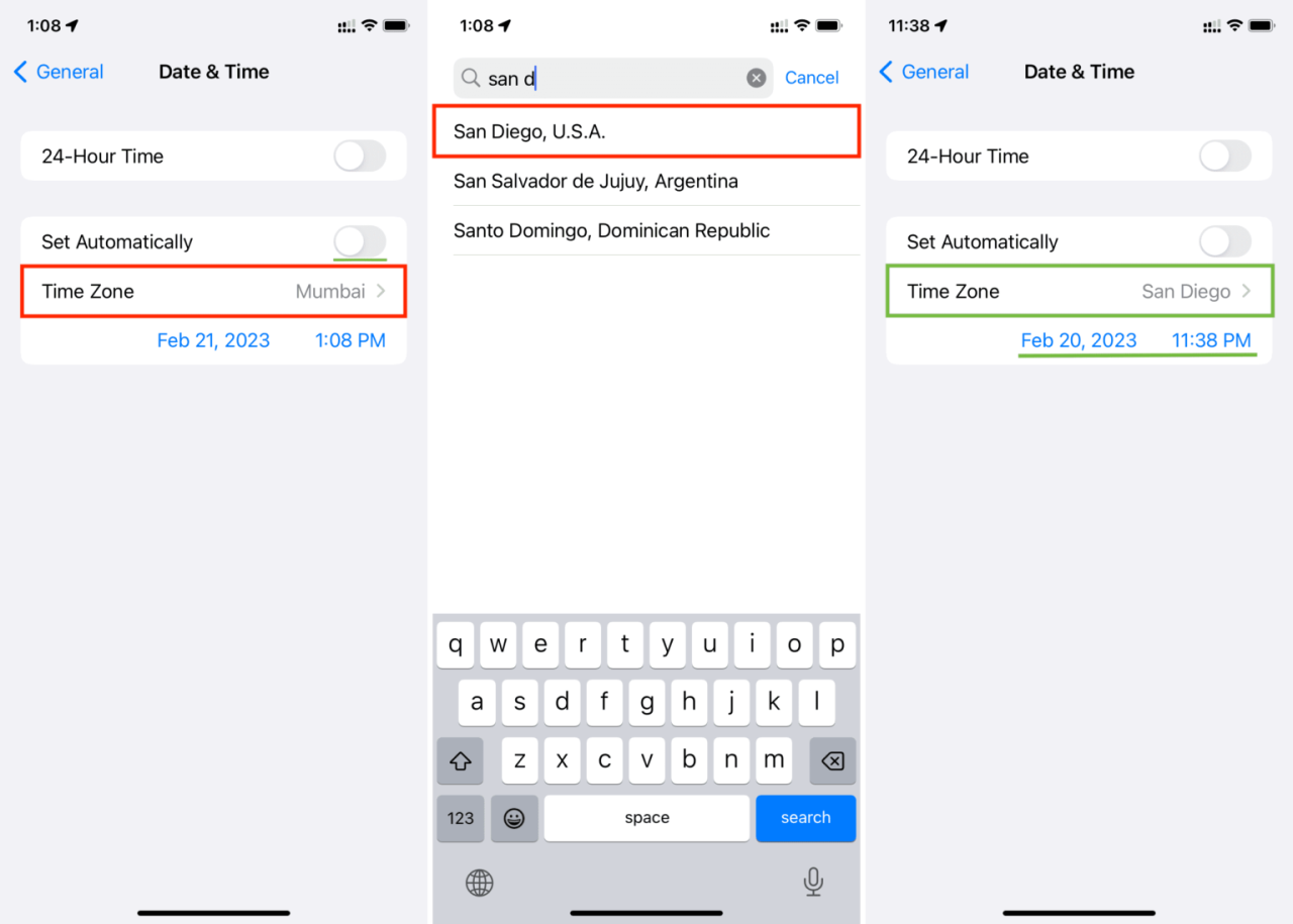 Time iphone zone tapsmart timezone change