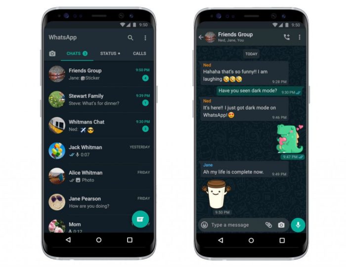 Cara aktifkan dark mode whatsapp android