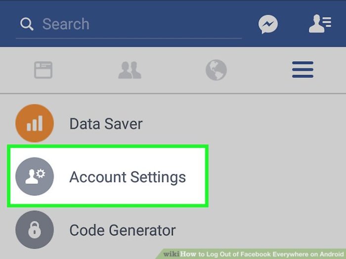 Cara log out facebook di android