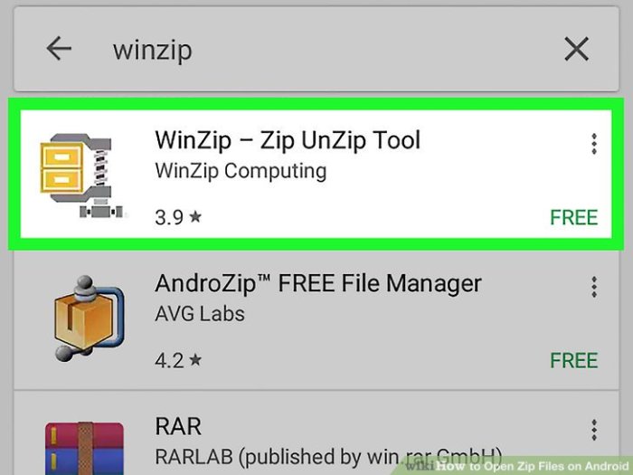 Cara membuka file zip di android