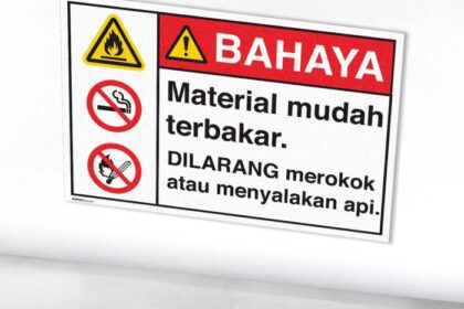 Awas terbakar bahan licin lantai stiker bahaya kepala terbentur tinggi tegangan cutting radioaktif kerja rambu bukalapak simbol medan magnet alat