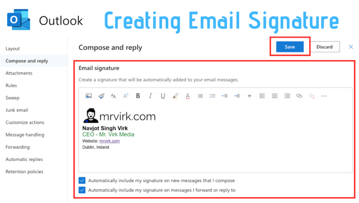 Cara membuat signature di outlook