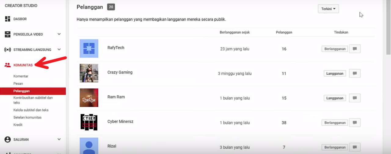 Cara cek subscriber youtube