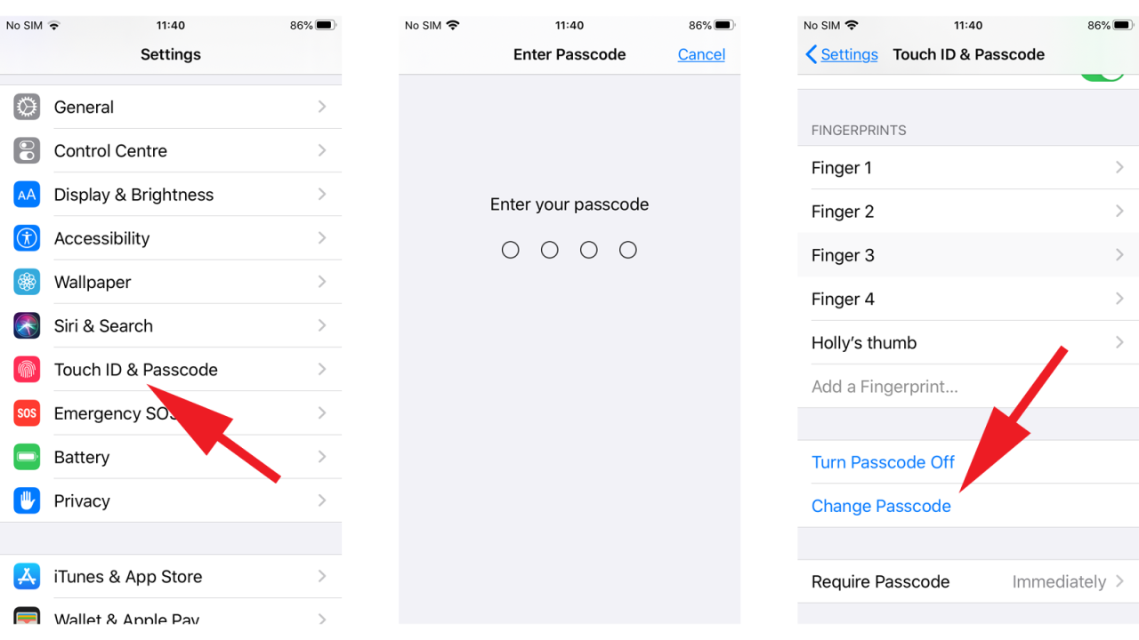 Cara ganti password iphone