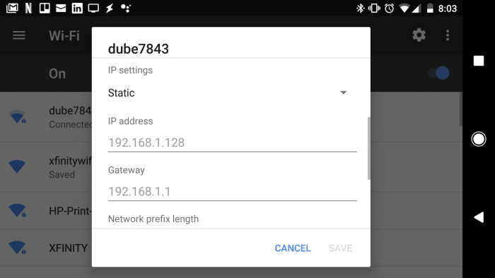 Cara merubah ip address android