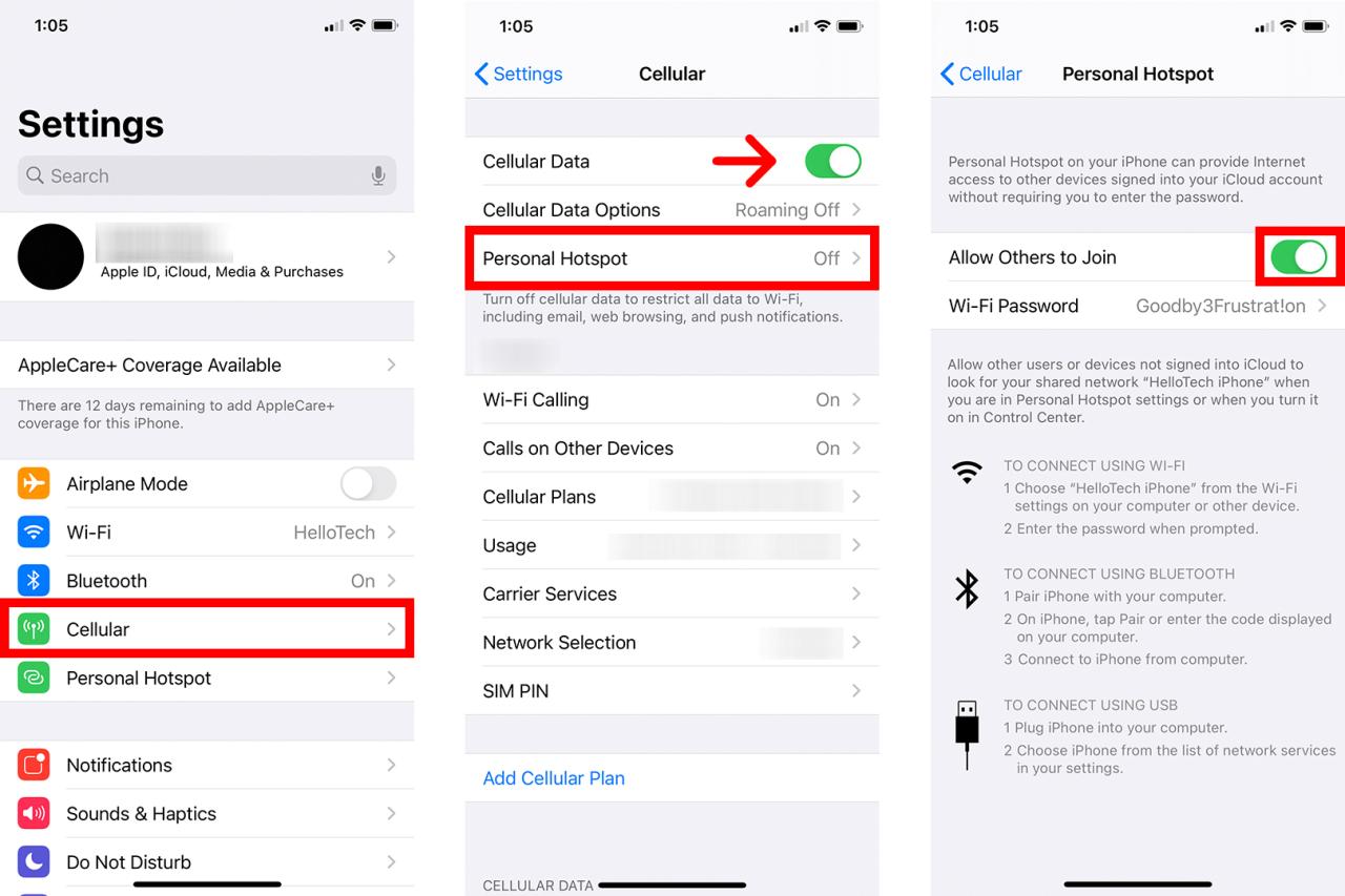 Cara hotspot iphone ke android