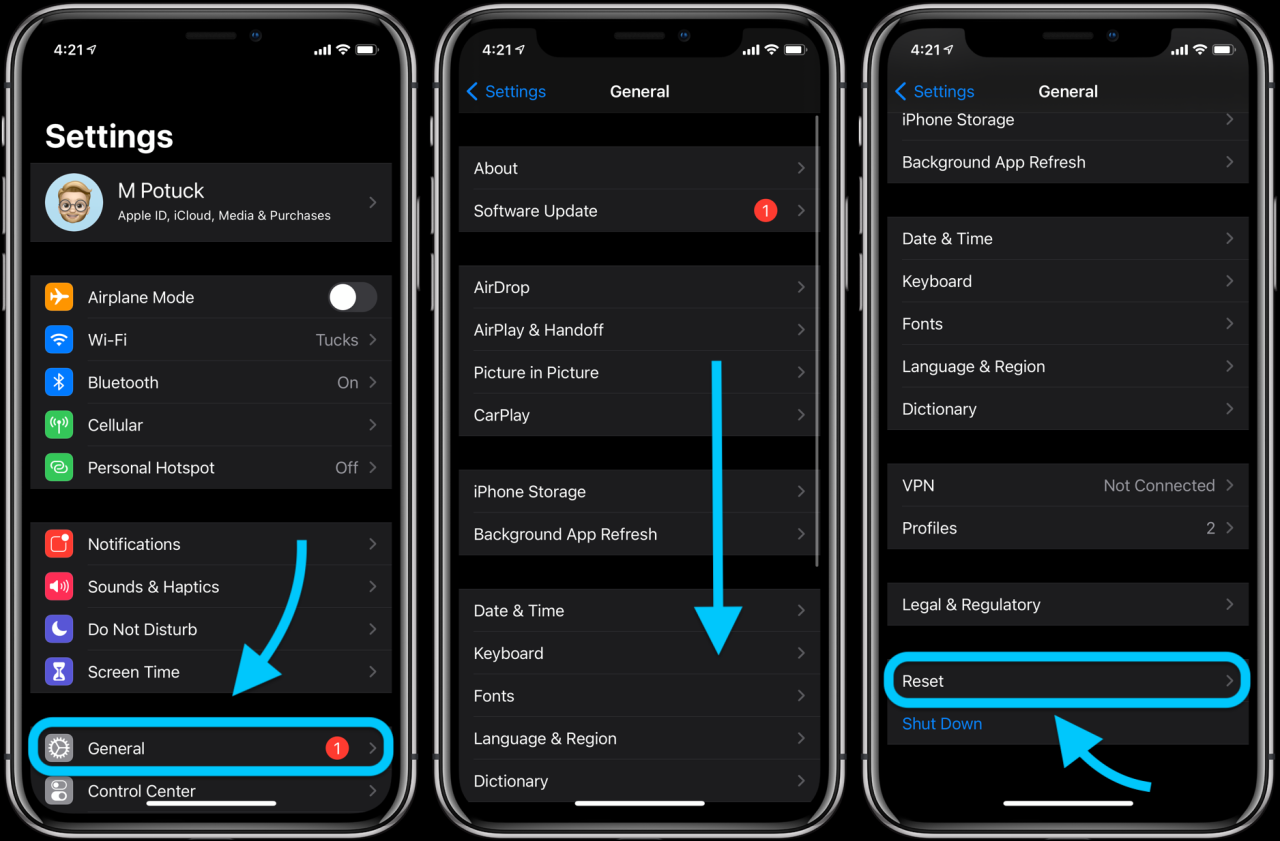 Settings icloud resetting restore delete itunes backed