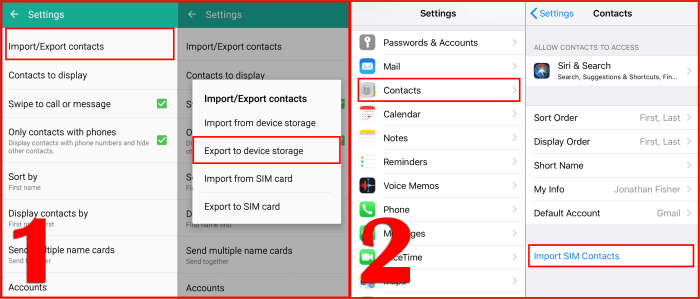 Contacts transfer android phone samsung sim import lg card s9 export contact backup send save copy between device via method