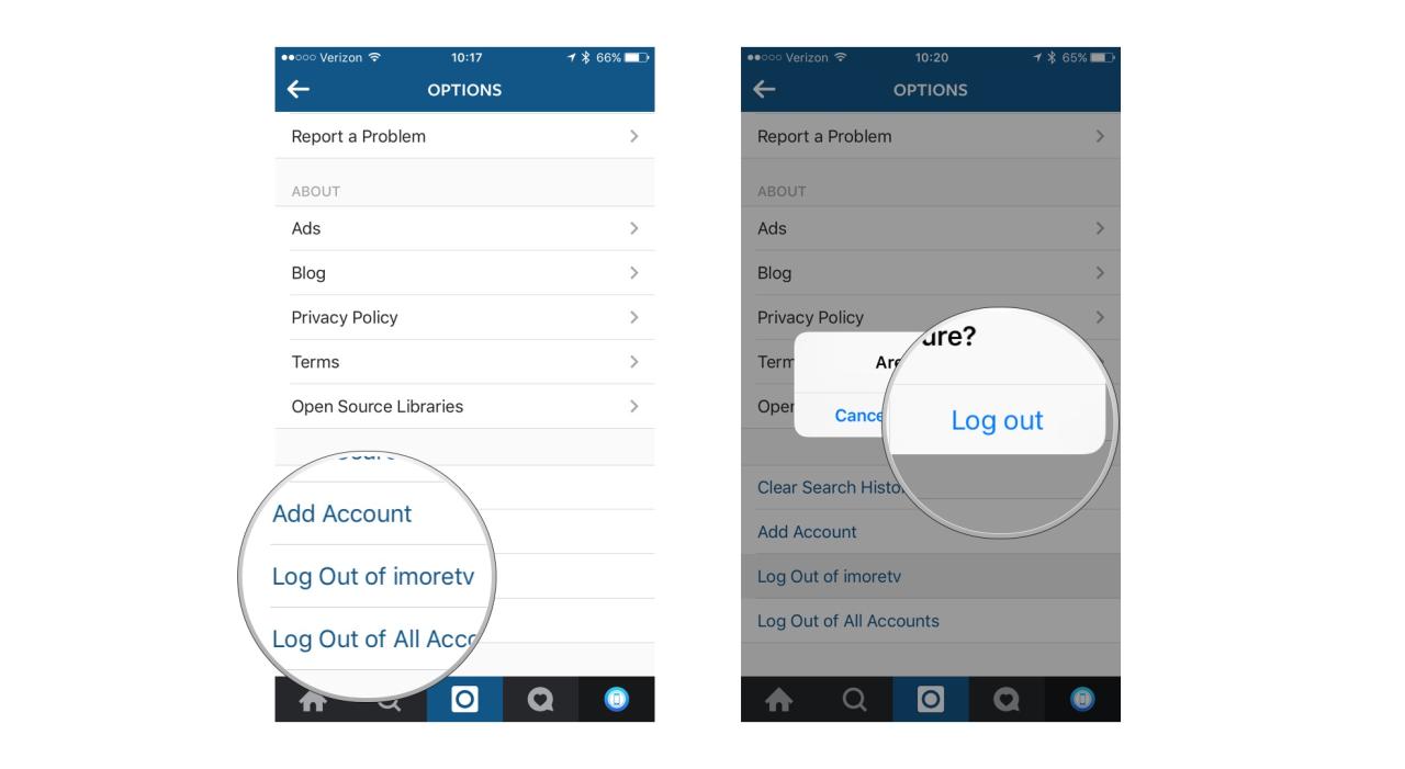 Cara logout instagram di iphone