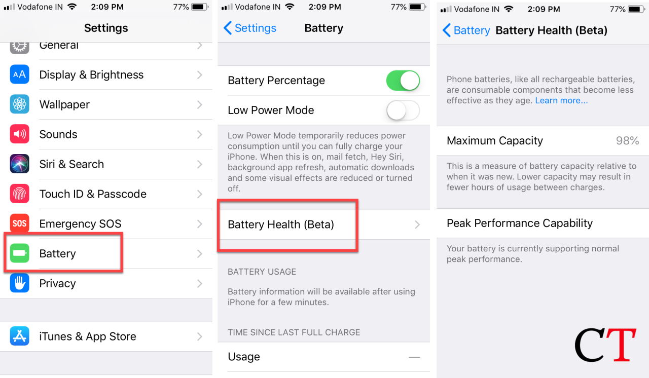 Cara cek kapasitas baterai iphone