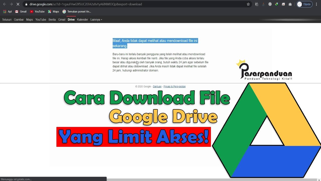 Cara download limit google drive