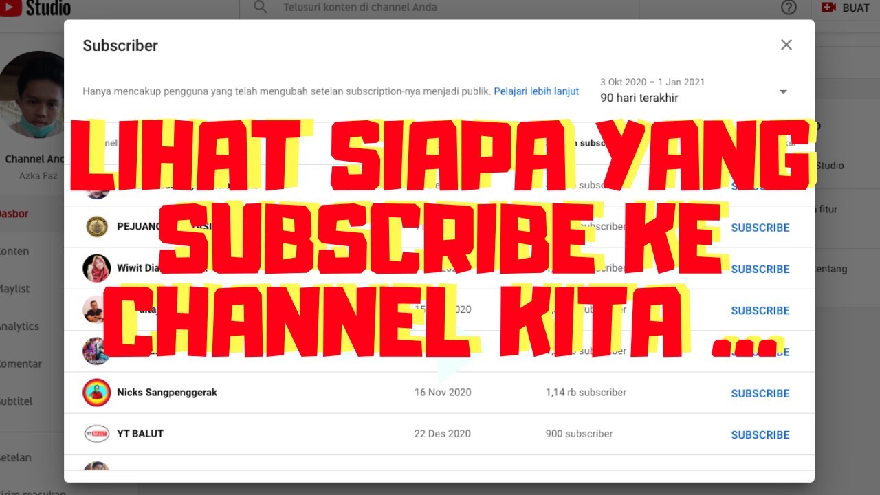 Cara melihat siapa yang subscribe youtube kita