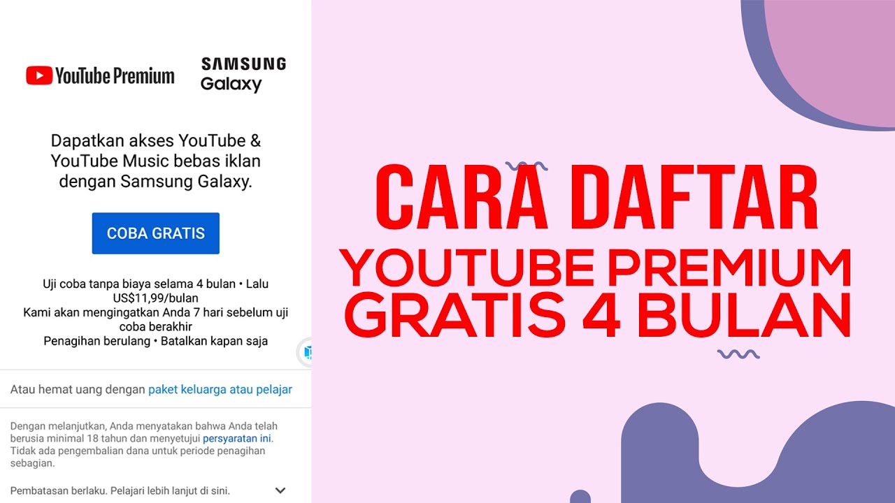 Cara daftar youtube premium gratis