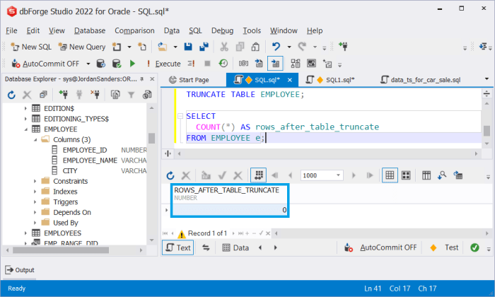 Fungsi truncate pada sql