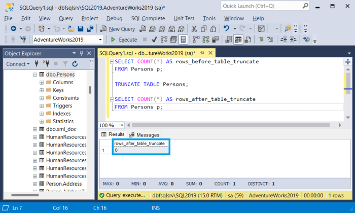 Fungsi truncate pada sql