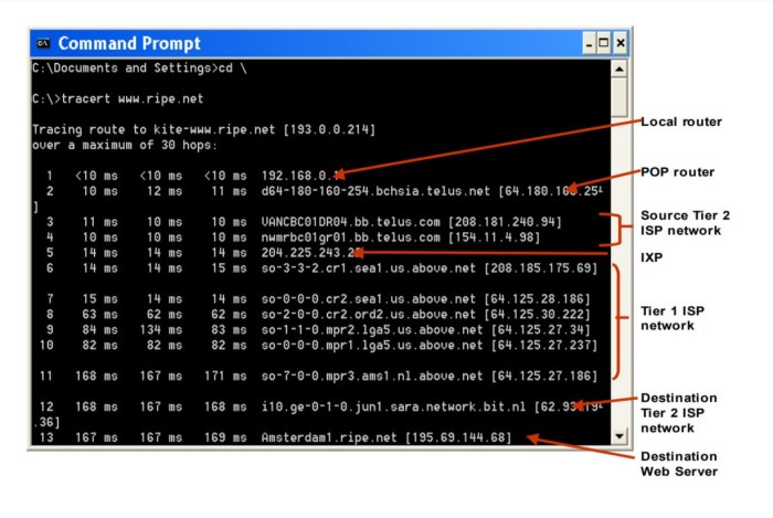 Cara traceroute