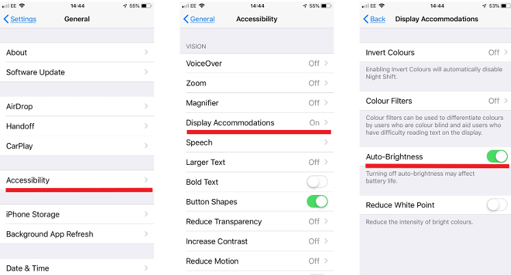 Cara mematikan auto brightness iphone