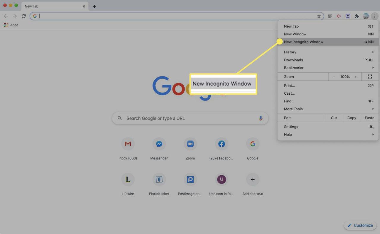 Cara menggunakan incognito window