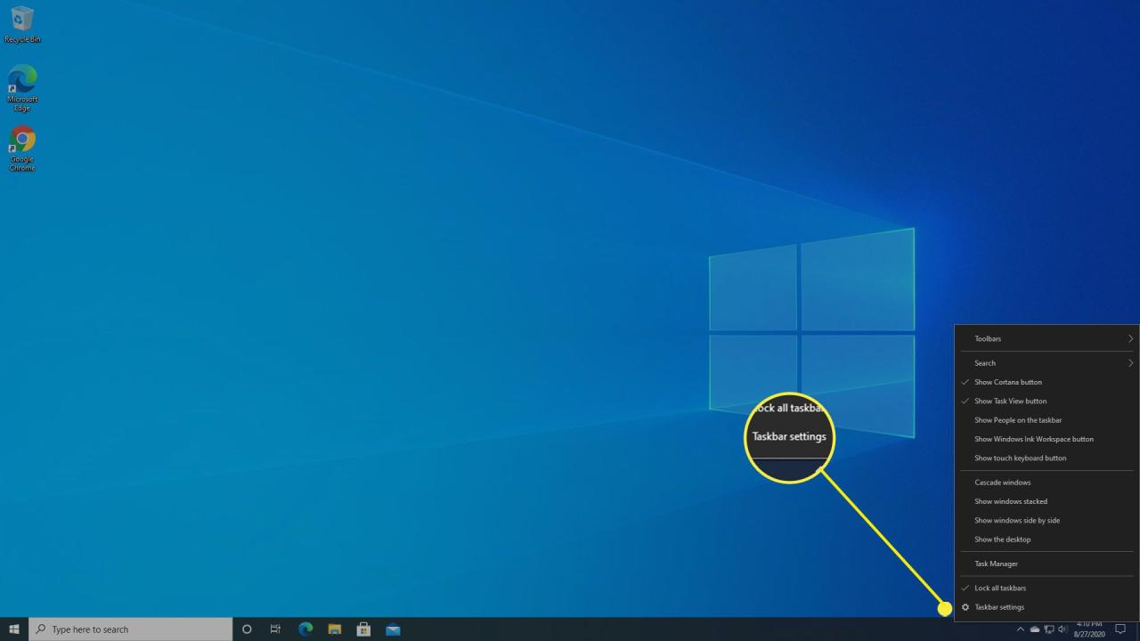 Cara menghilangkan taskbar windows 10