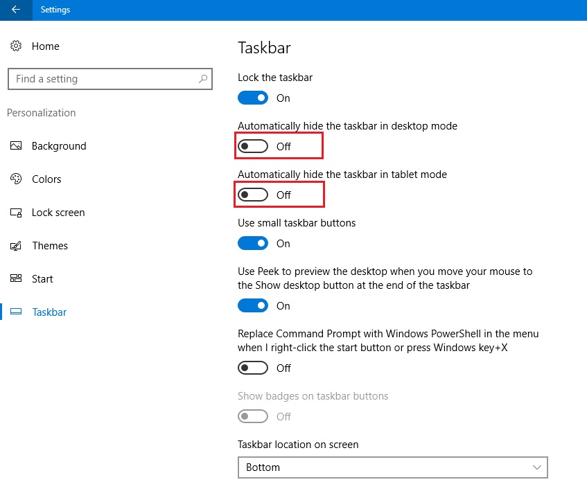 Cara hide taskbar windows 10