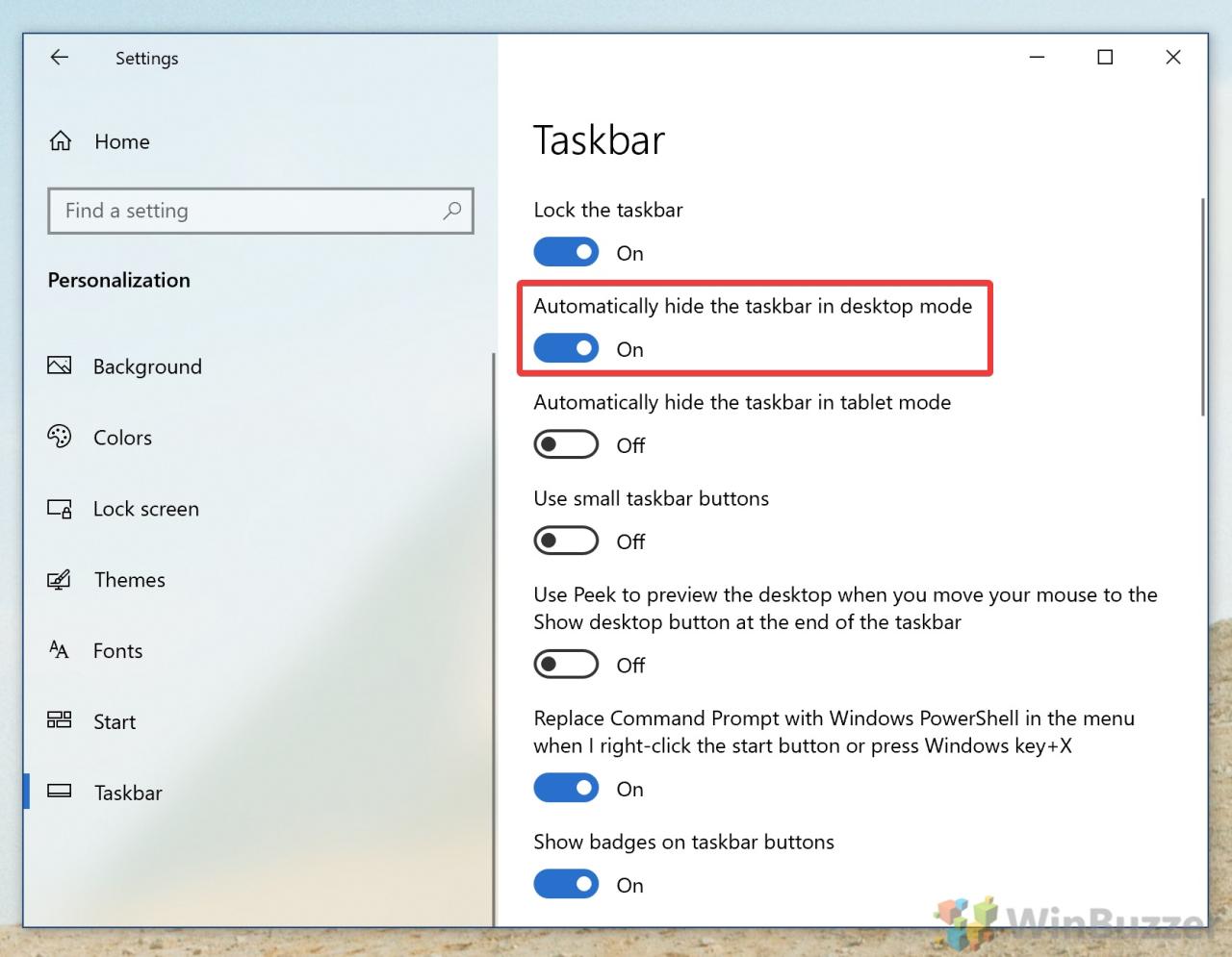 Taskbar hide windows show auto shortcut completely automatically part winhelponline