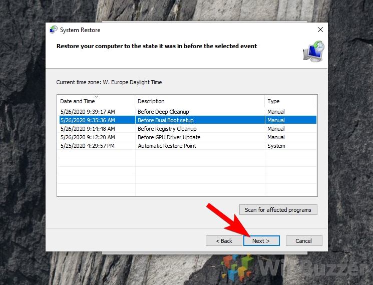 Cara masuk restore point windows 10