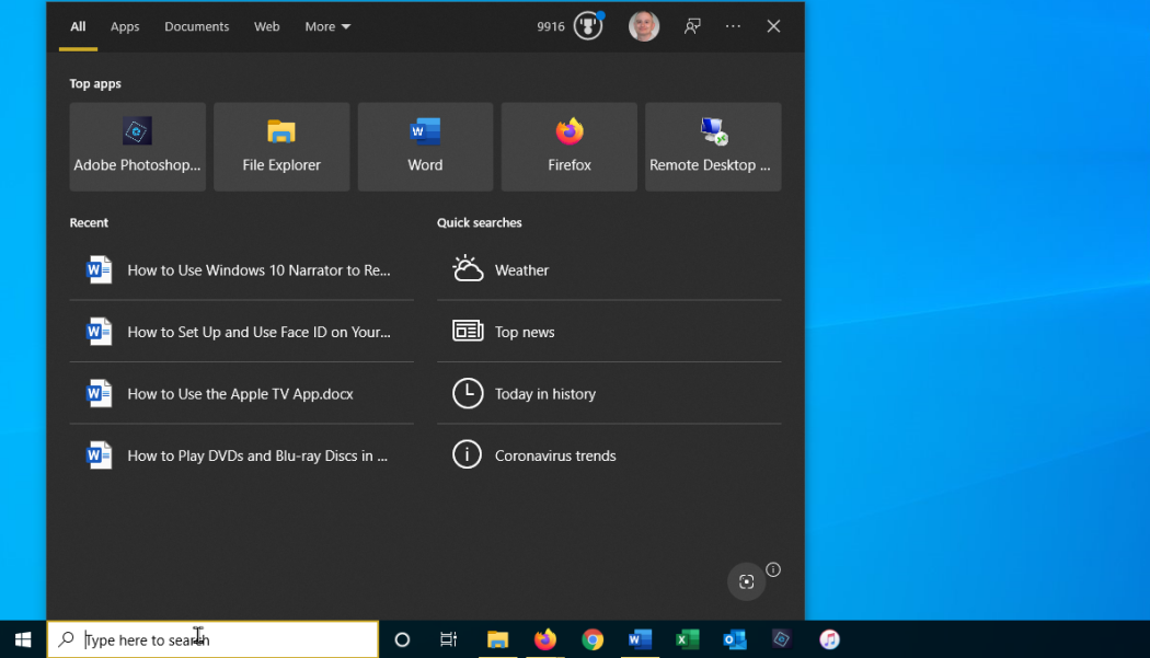 Cara memunculkan tombol search pada windows 10