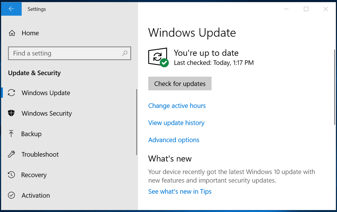 Updates check windows