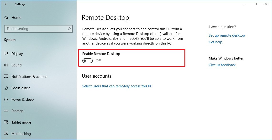 Remote windows desktop premium enable