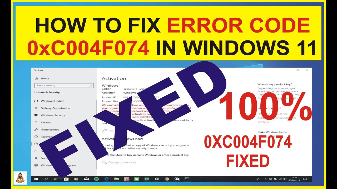 Cara mengatasi error code 0xc004f074 windows 10 pro