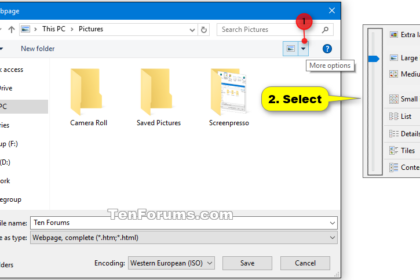 Layout folder windows change click views tutorials size tenforums dialogs