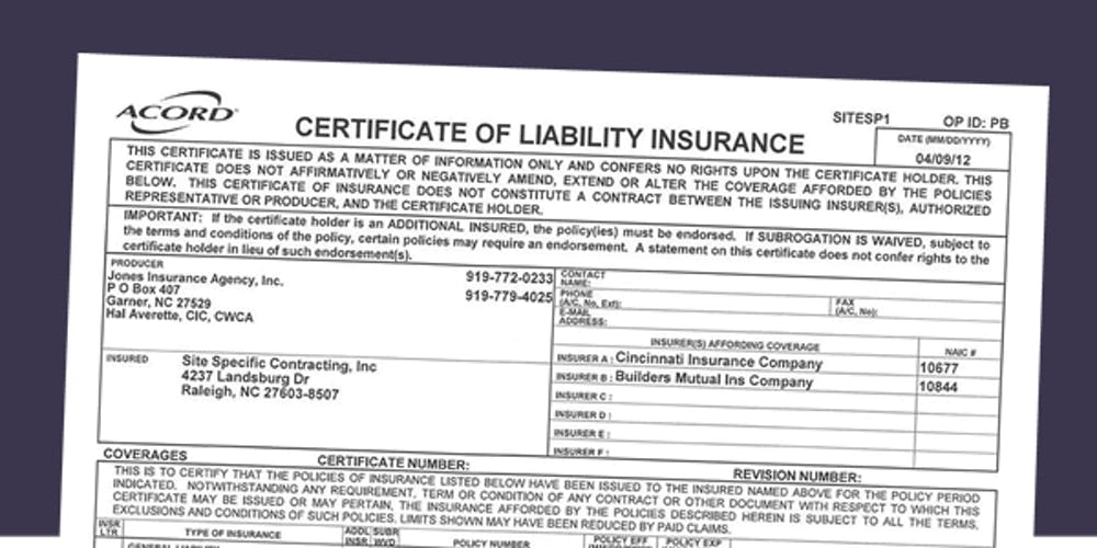 Certificate of liability insurance state farm