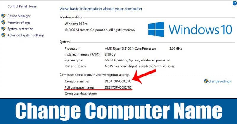 Cara ganti nama pc windows 10