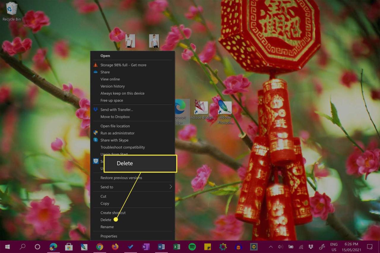 Cara menghapus icon di desktop windows 7