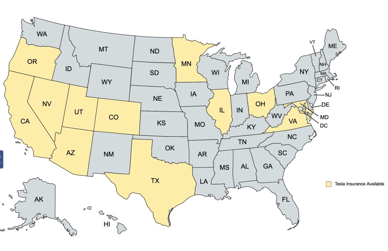 What states have tesla insurance