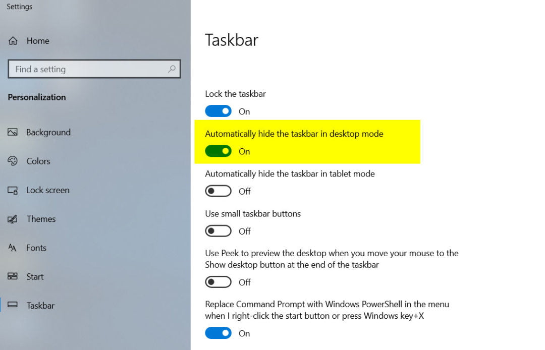 Cara menghapus taskbar windows 10