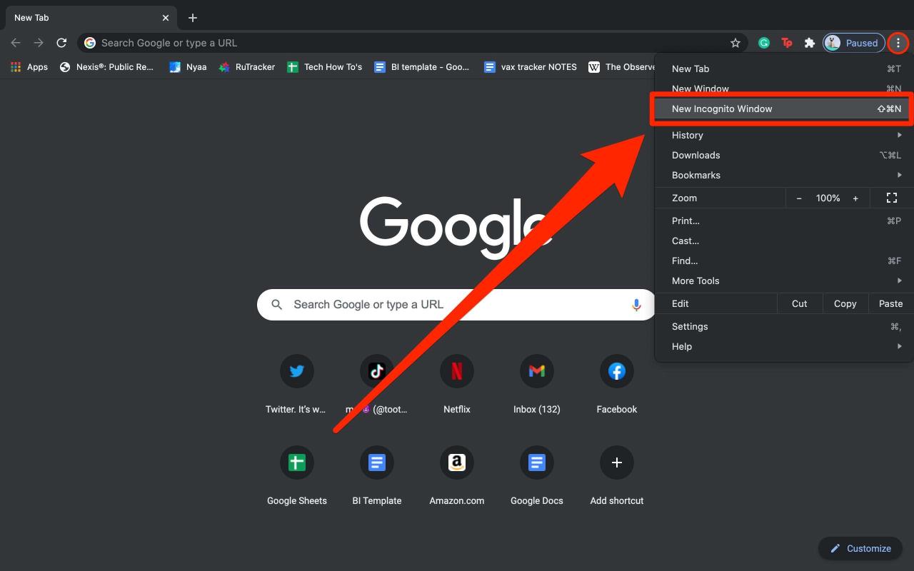 Cara menggunakan incognito window