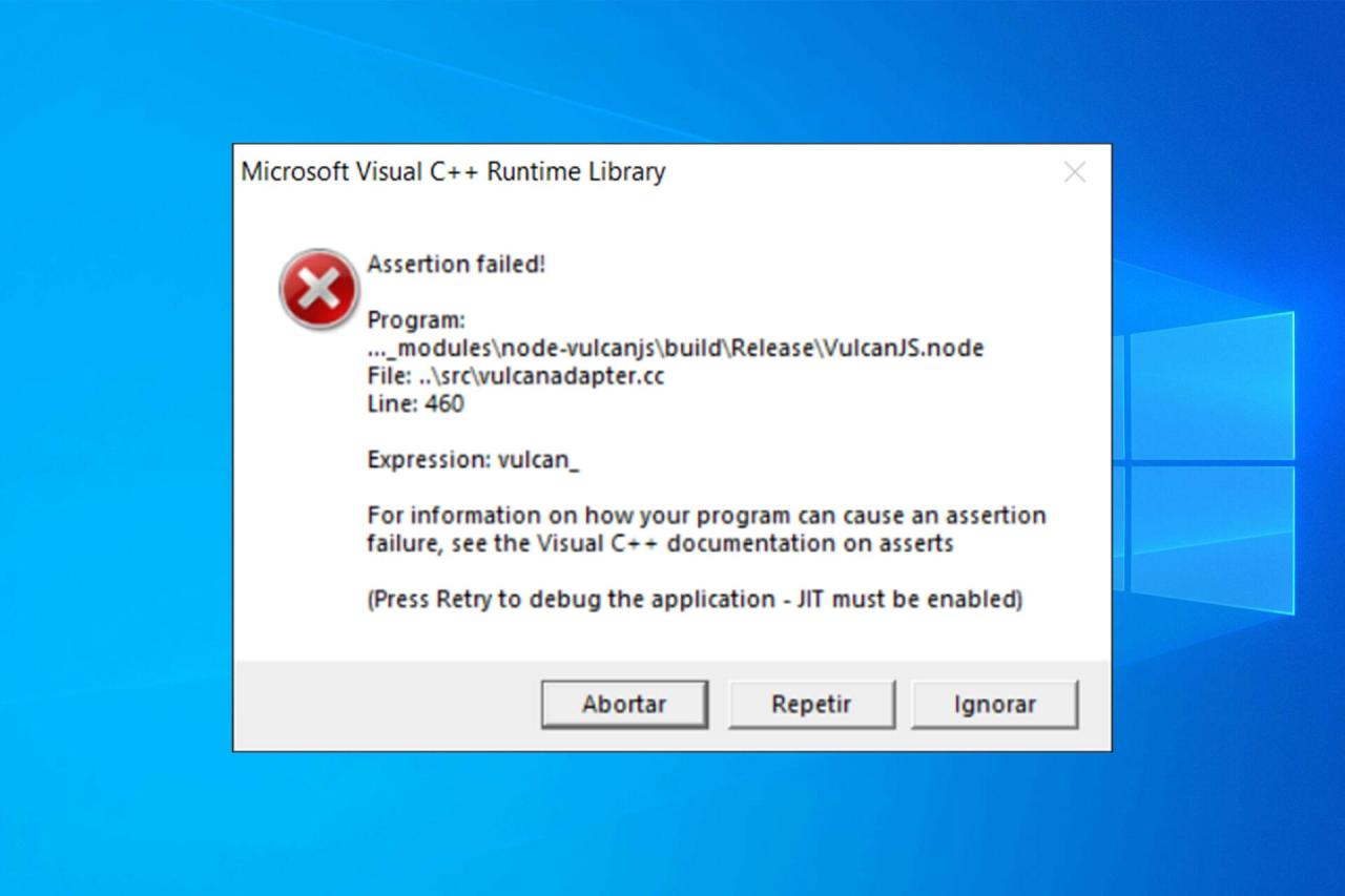 Cara memperbaiki microsoft visual c++ runtime library error windows 7