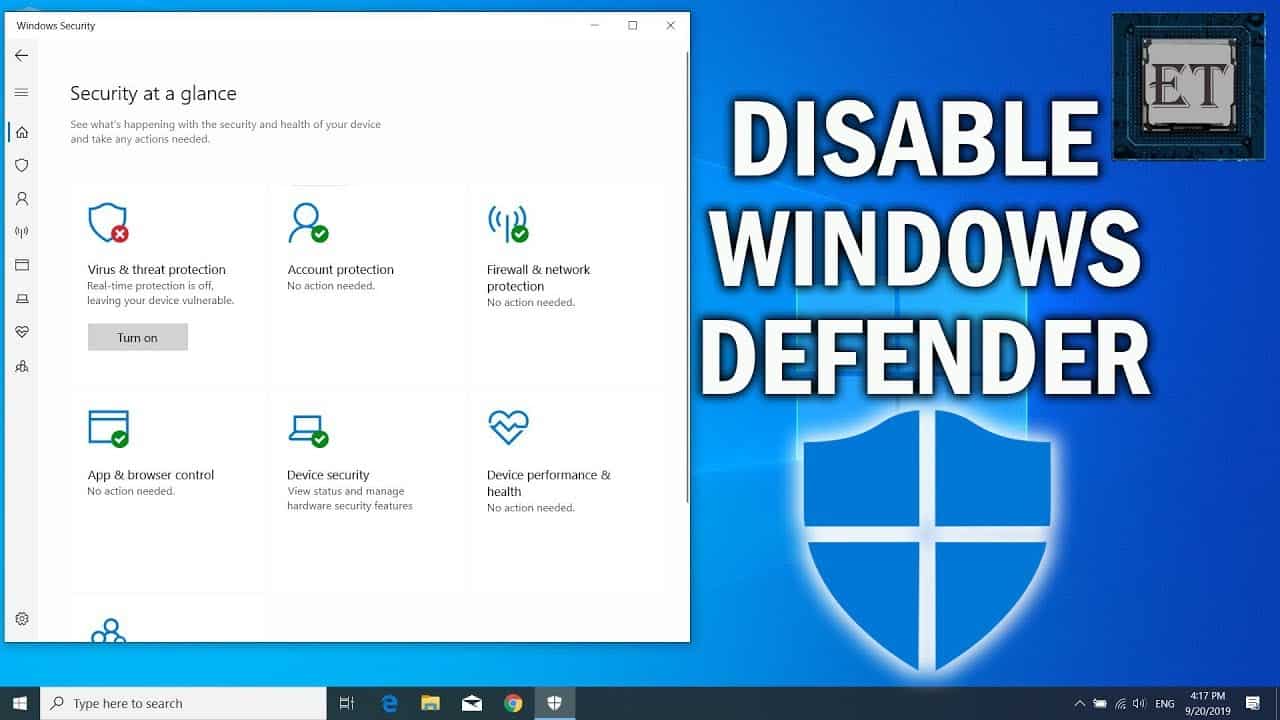 Defender windows antivirus turn off microsoft protection win10 disable update error tutorials system security pro message internet computer detected right