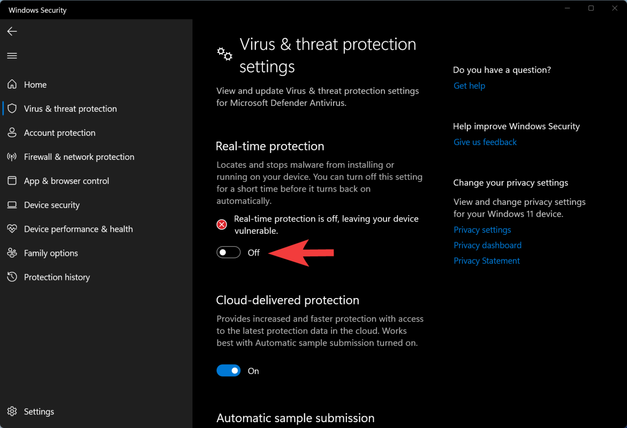 Cara mematikan real time protection windows 10